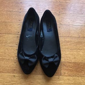 Black Polo Ralph Lauren Bow Shoes